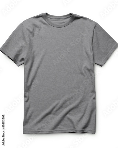 Blank Grey Heather T-Shirt Isolated on White. Fashionable Clothing Made of Soft and Comfortable Cotton