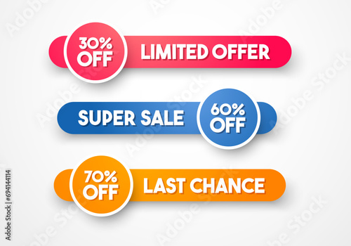 Rounded Label Set With Big Button And Price Cut Offer