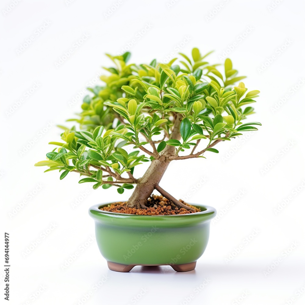 Obraz premium Bonsai tree in pot isolated on a white background. 3d illustration