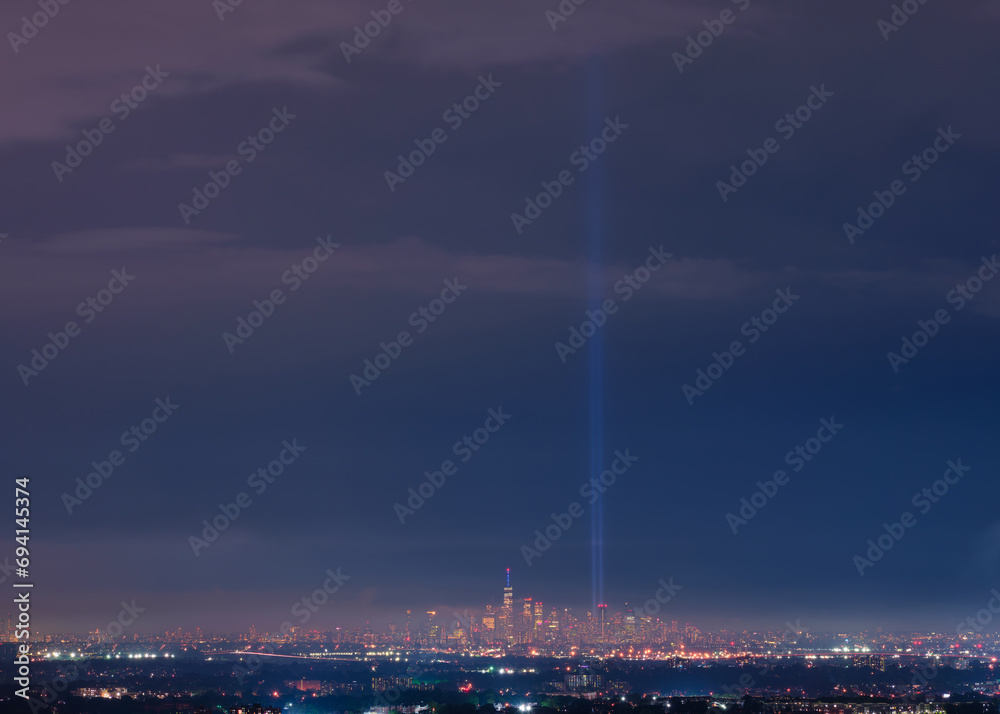 Manhattan memorial light at night