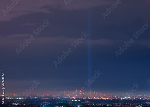 Manhattan memorial light at night