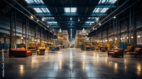 Huge Minimalist Industrial Warehouse - AI Generated