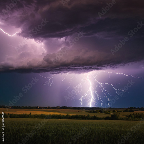 Huge thunderstorm hits at night