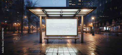 Blank billboard screen in a public place.A large outdoor advertising structure.Can be used for news, video, opinion, reviews, events, ads.