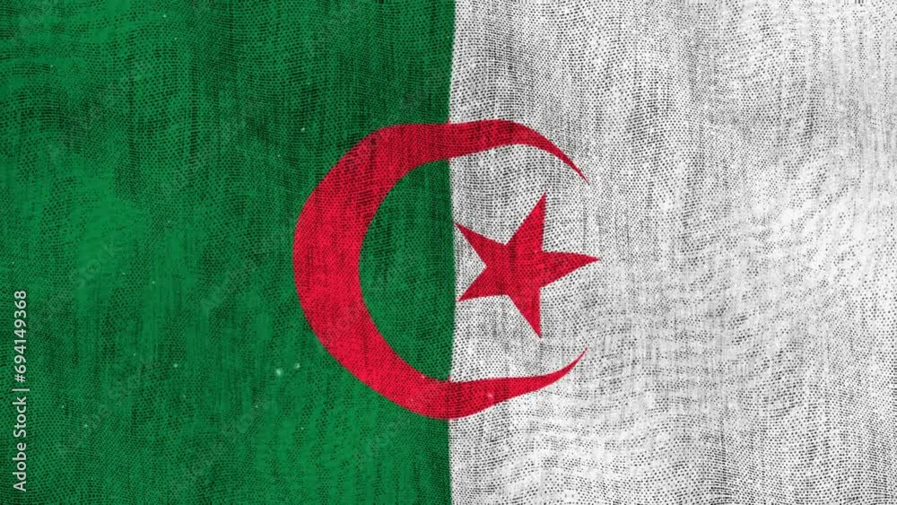 A shabby, old Algeria flag waved in the wind A shabby, old Algeria flag waved in the wind