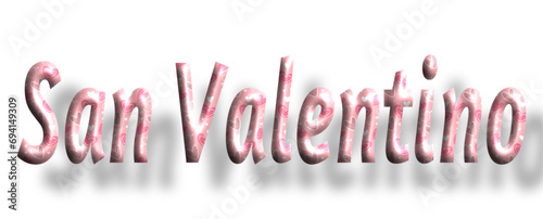 San Valentino, Valentine's Day, three-dimensional writing, pink and white color with hearts, written in Italian , holiday vector graphics, suitable for greeting card, message, banner, icon