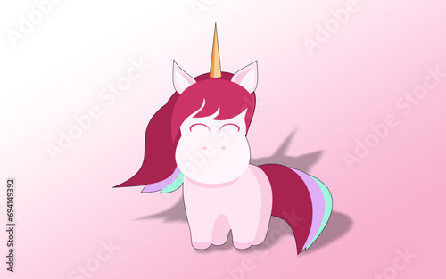 vector illustration of a cartoon unicorn in pink tones