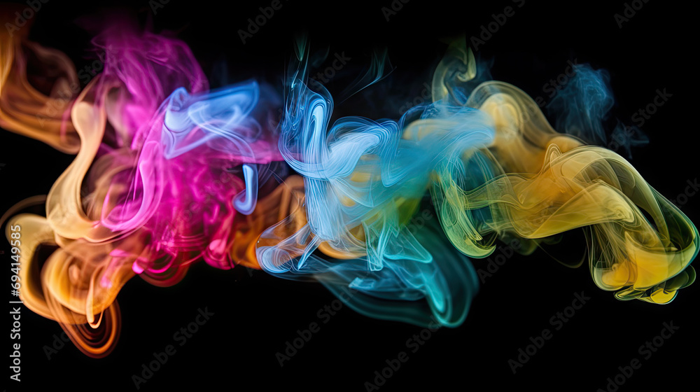 Colorful red, green, yellow, blue smoke on black background. Rainbow colors background concept Colorful red, green, yellow, blue smoke on black background. Rainbow colors background concept