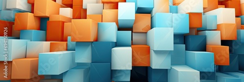 3d geometric background with orange  brown  and orange cubes  generative AI