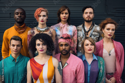 Group portrait of multiracial transgender and people 