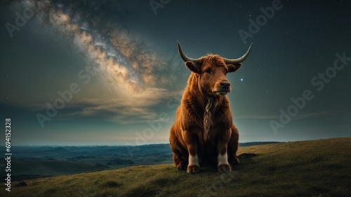 cow on the sunset