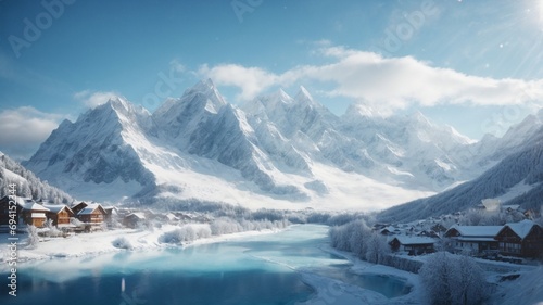 landscape with mountains and snow