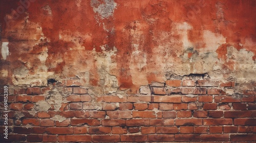 Old brick wall torn, damaged red brick wall texture and backgrounds.