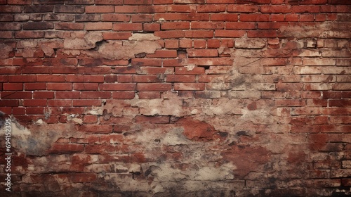 Old brick wall torn, damaged red brick wall texture and backgrounds.