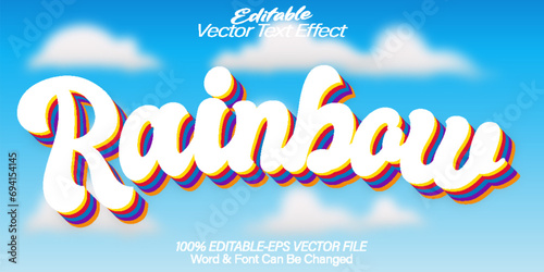 Rainbow Vector Text Effect Editable Alphabet Colorful Sky