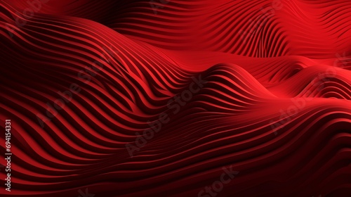 Three dimensional render of red wavy pattern. Red waves abstract background texture. Print, painting, design, fashion. Line concept. Design concept. Art concept. Wave concept. Colourful background. photo