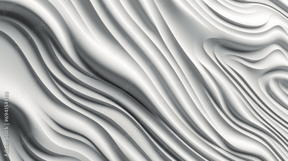 Three dimensional render of white wavy pattern. White waves abstract background texture. Print, painting, design, fashion. Line concept. Design concept. Art concept. Wave concept. Colourful background
