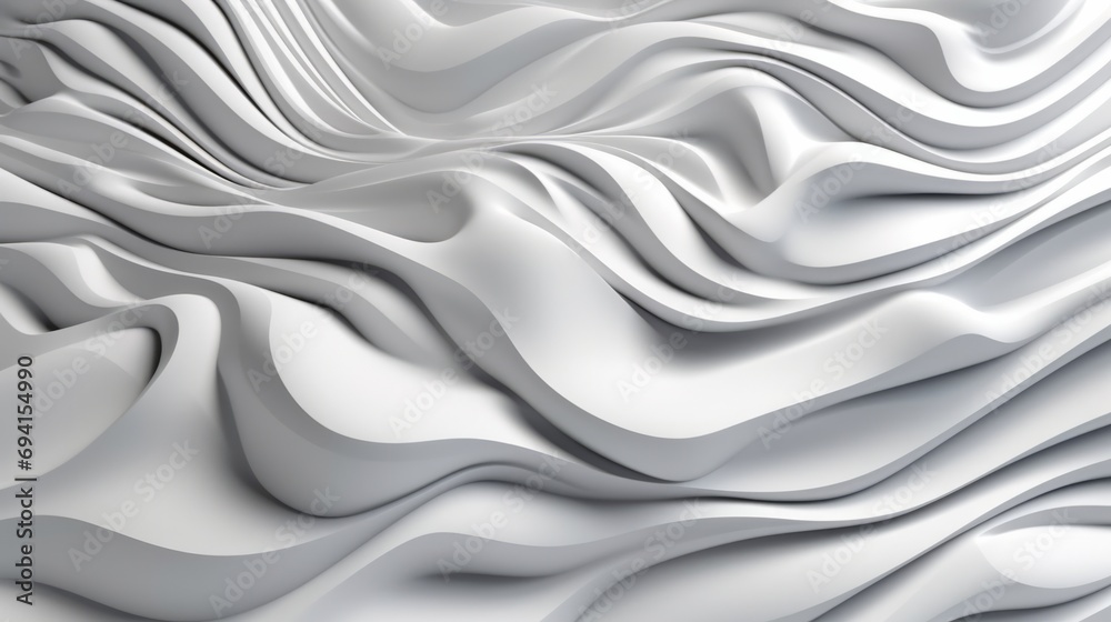 Three dimensional render of white wavy pattern. White waves abstract background texture. Print, painting, design, fashion. Line concept. Design concept. Art concept. Wave concept. Colourful background Three dimensional render of white wavy pattern. White waves abstract background texture. Print, painting, design, fashion. Line concept. Design concept. Art concept. Wave concept. Colourful background