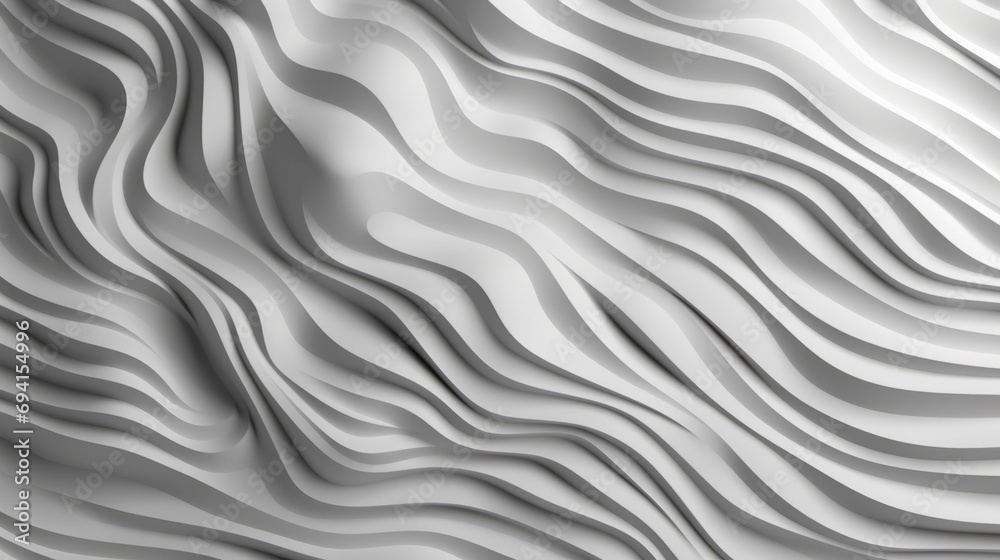 Three dimensional render of white wavy pattern. White waves abstract background texture. Print, painting, design, fashion. Line concept. Design concept. Art concept. Wave concept. Colourful background Three dimensional render of white wavy pattern. White waves abstract background texture. Print, painting, design, fashion. Line concept. Design concept. Art concept. Wave concept. Colourful background