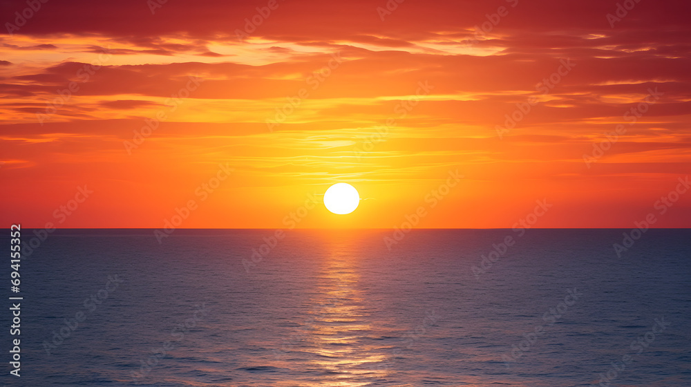 Big sun and sea sunset