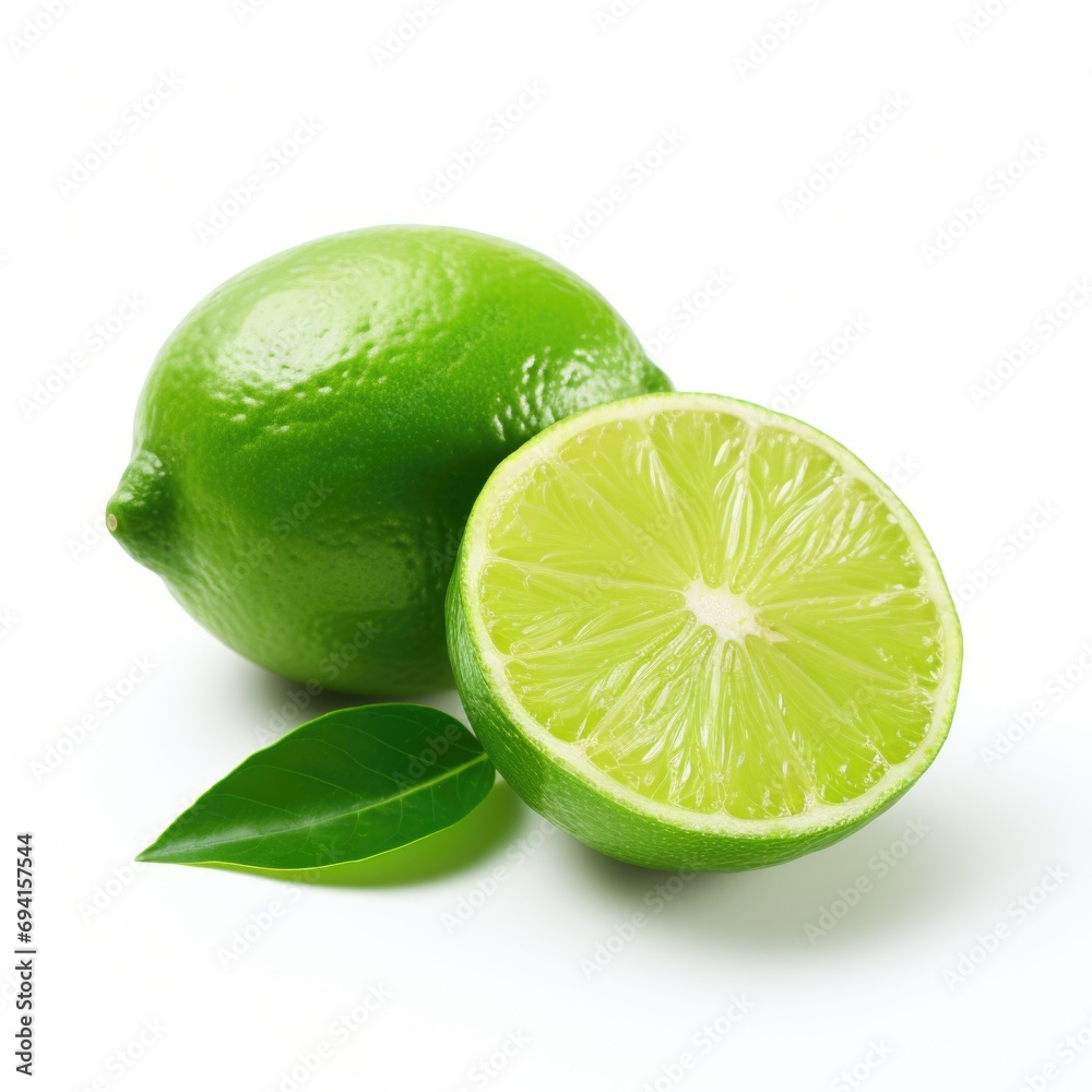 A lime and a half of a lime on a white surface. A lime and a half of a lime on a white surface.