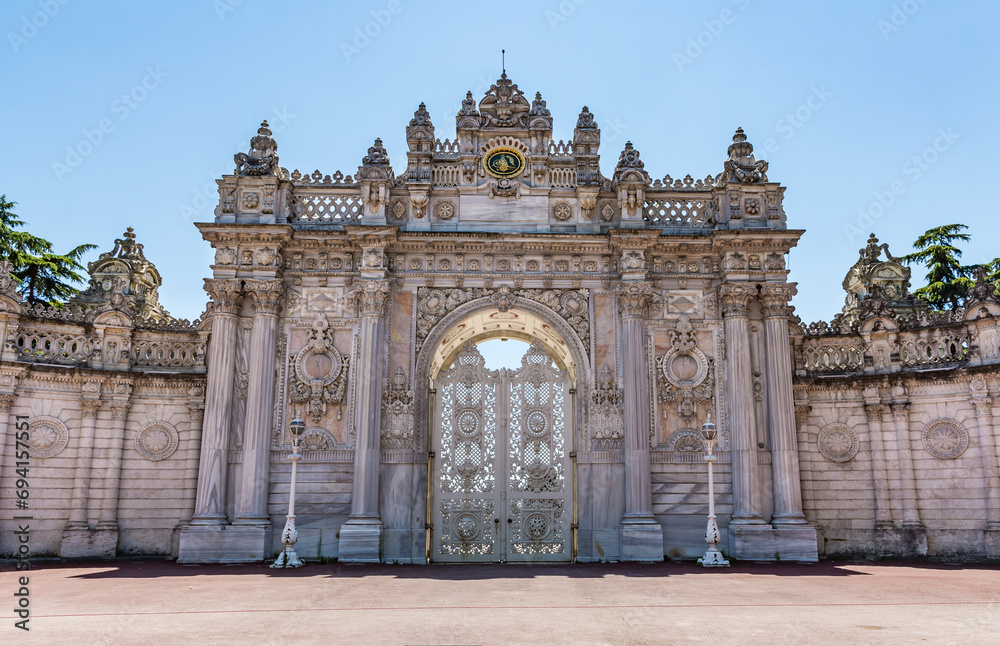 Dolmabahce Palace Gate in Istanbul, Turkey.
