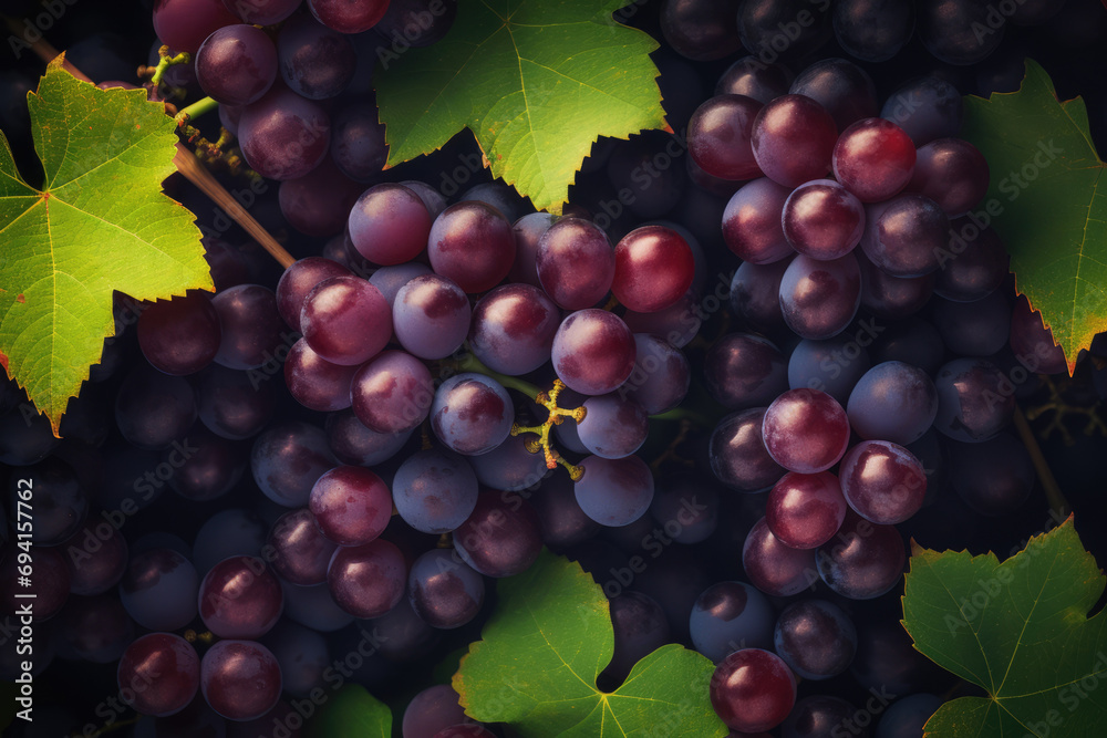 Fototapeta premium Fresh fruit brunch black grapes