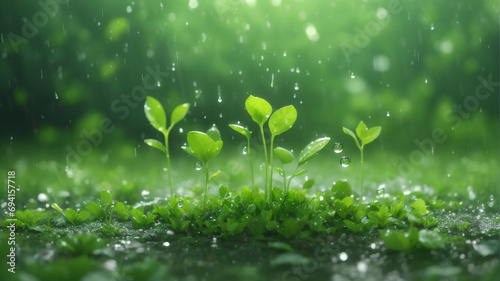 green grass with dew drops