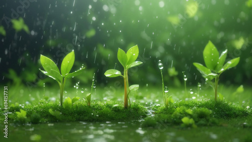 green grass with dew drops