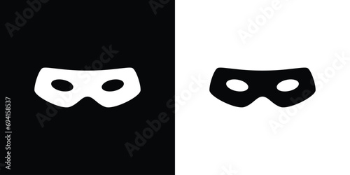 Mask icon on white and black background