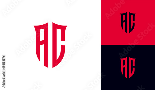 Letter AC emblem shield initial monogram logo design