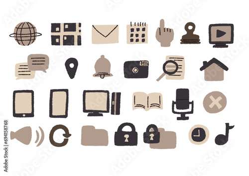 手書きのインターネットウェブアイコンセット