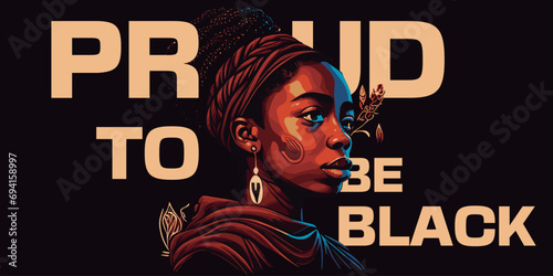 Vector proud to be black banner black history month