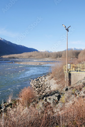 Beautiful view of the Squamish River during a fall season at the Eagle Run vista point in Brackendale, Squamish, British Columbia, Canada. photo