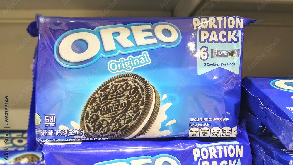 Jakarta, Indonesia October 22, 2023 Oreo cookies portion pack