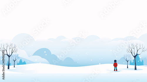 Winter outdoor natural scenery cartoon illustration background  © 天下 独孤