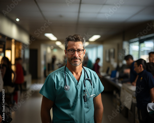 Standing portrait of a confident, smiling male nurse