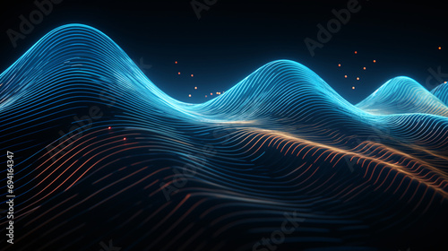 Future technology data Wave curve Abstract color dreamlike background
 photo