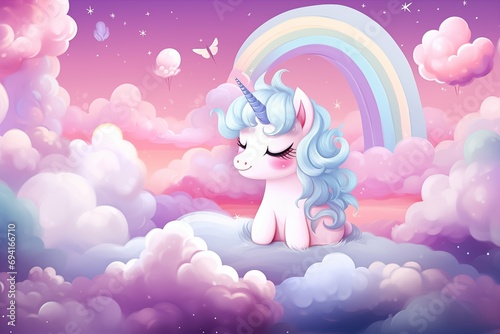 Magical Unicorn Rainbow. Generative AI illustration
