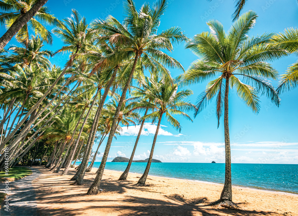 The view of the Palm Cove Beach in sunny days