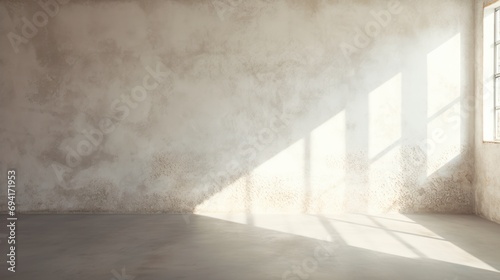 Concrete wall background with morning light coming in through the window.