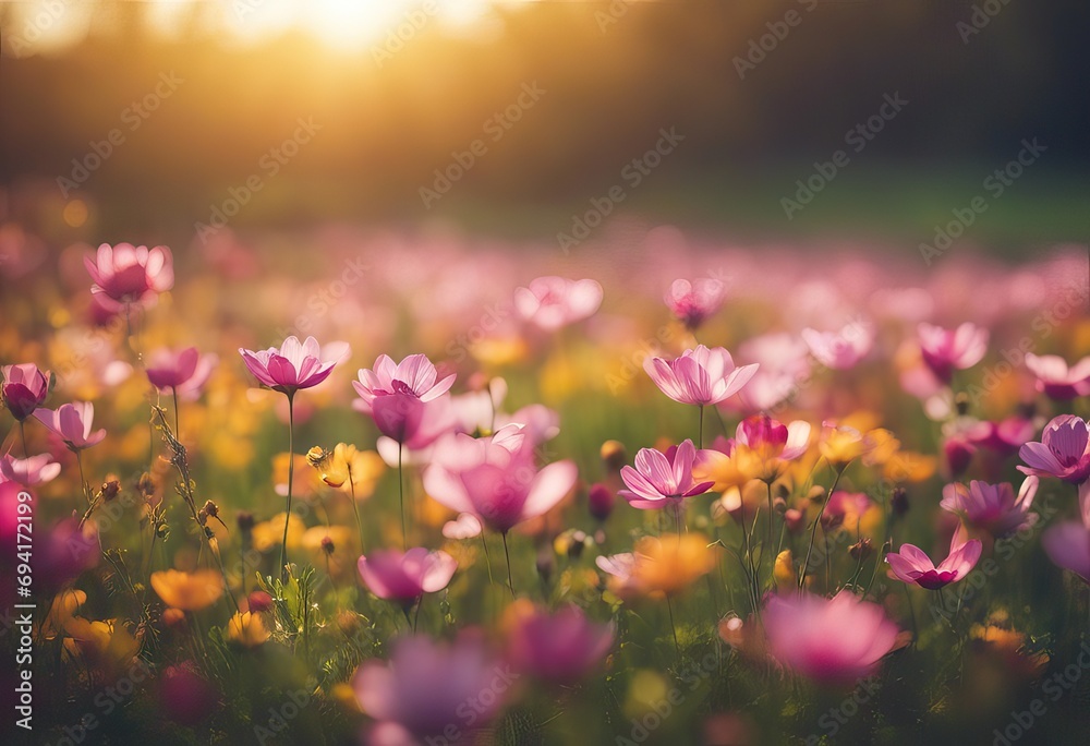 Morning in the field stock photoNature, Flower, Backgrounds, Springtime, Abstract