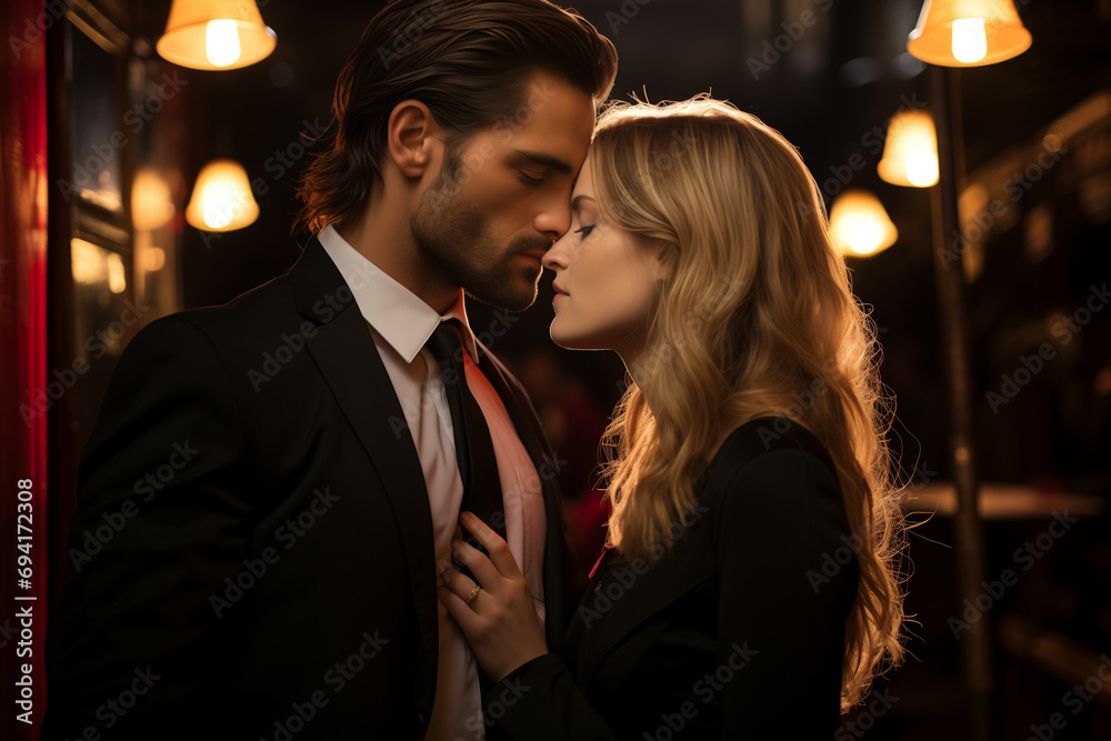 Passionate and Elegant Kiss of a Couple in Love, Embracing the Graceful Fusion of Romance and Sophistication in a Tender Embrace Passionate and Elegant Kiss of a Couple in Love, Embracing the Graceful Fusion of Romance and Sophistication in a Tender Embrace