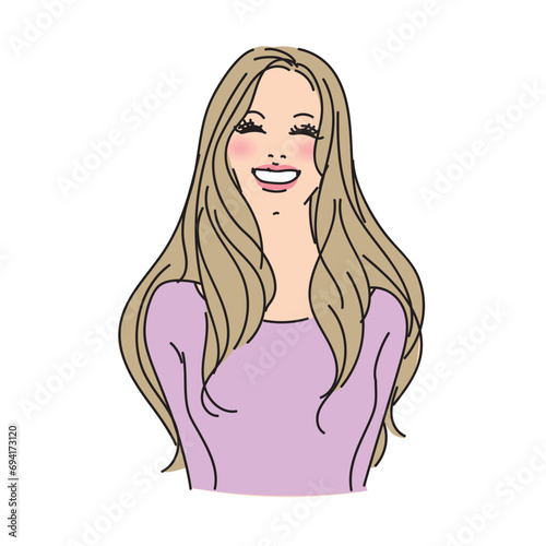 ロングヘアの大人っぽい女性上半身