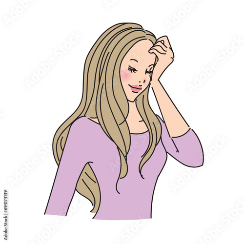 ロングヘアの大人っぽい女性上半身
