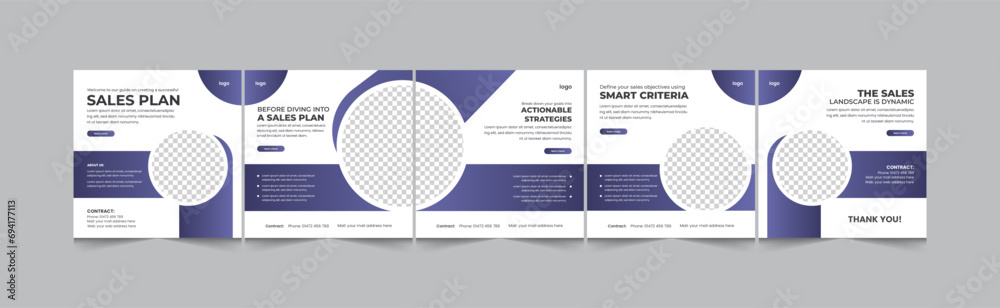Marketing tips and tricks social media carousel, sales plan instagram carousel design template, Social media carousel post template, set of instagram carousel for marketing sales strategy tips and tri