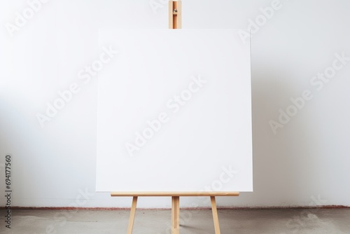 Mock-up of a blank canvas on an artist's easel. Generative AI