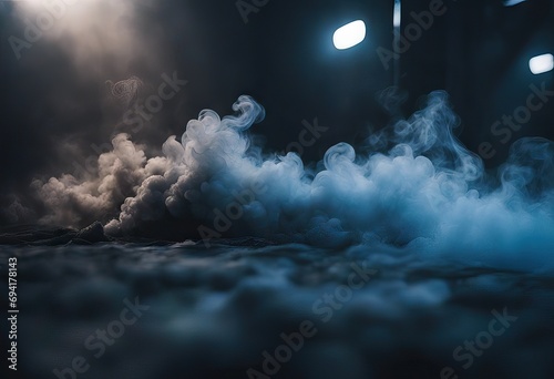 Smoke stock photoSmoke - Physical Structure, Blue, Fog, Black Background, Backgrounds photo