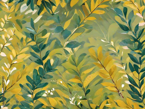 Acacia leaves pattern vector, AI generative image