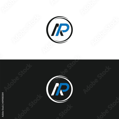 AP A P letter logo design. Initial letter AP linked circle uppercase monogram logo white color. AP logo, A P design. AP, A P